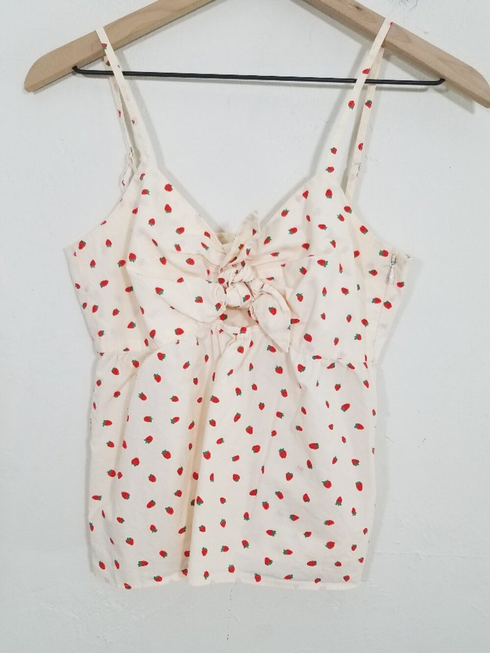 Madewell Strawberry Spaghetti Straps Coquette Top Blouse Cotton Size 0